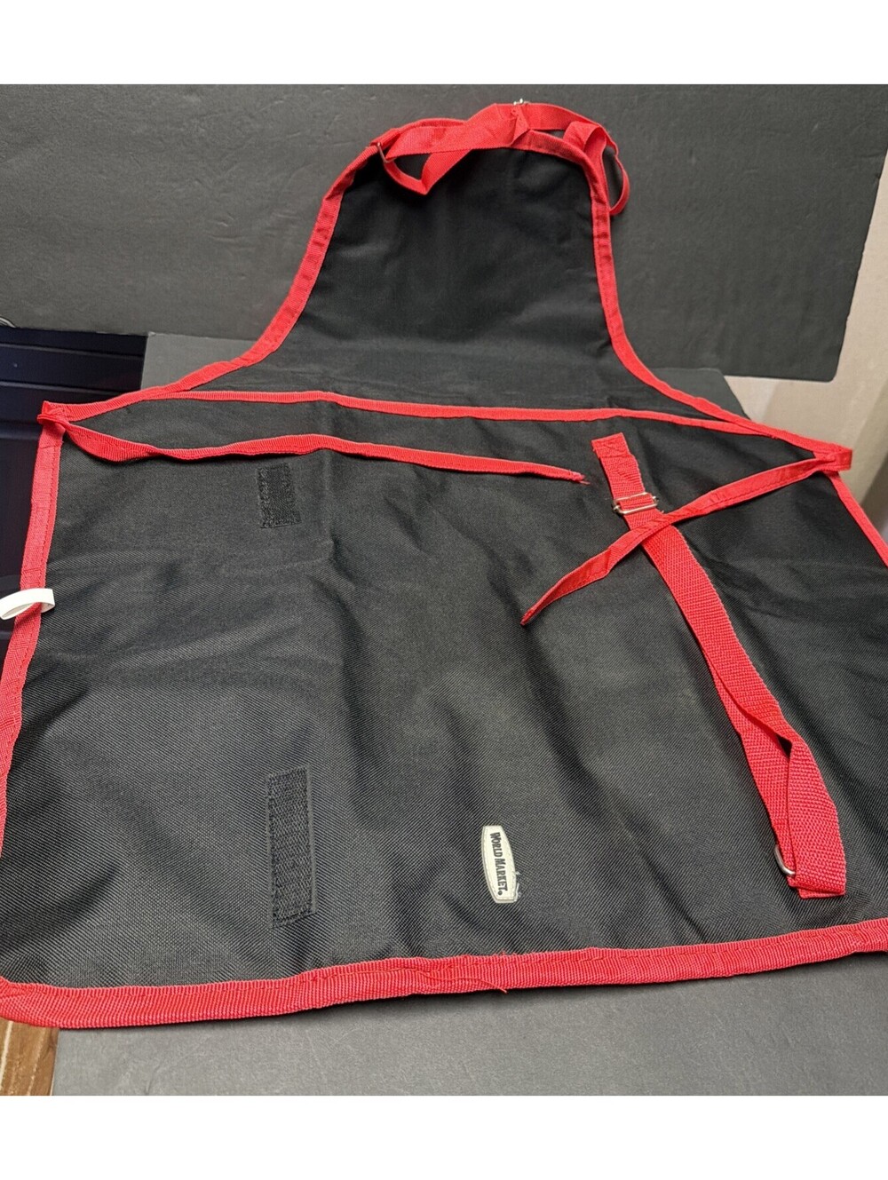 Heavy Duty Canvas World Market Apron Black Red Adjustable One Size 11 Pockets